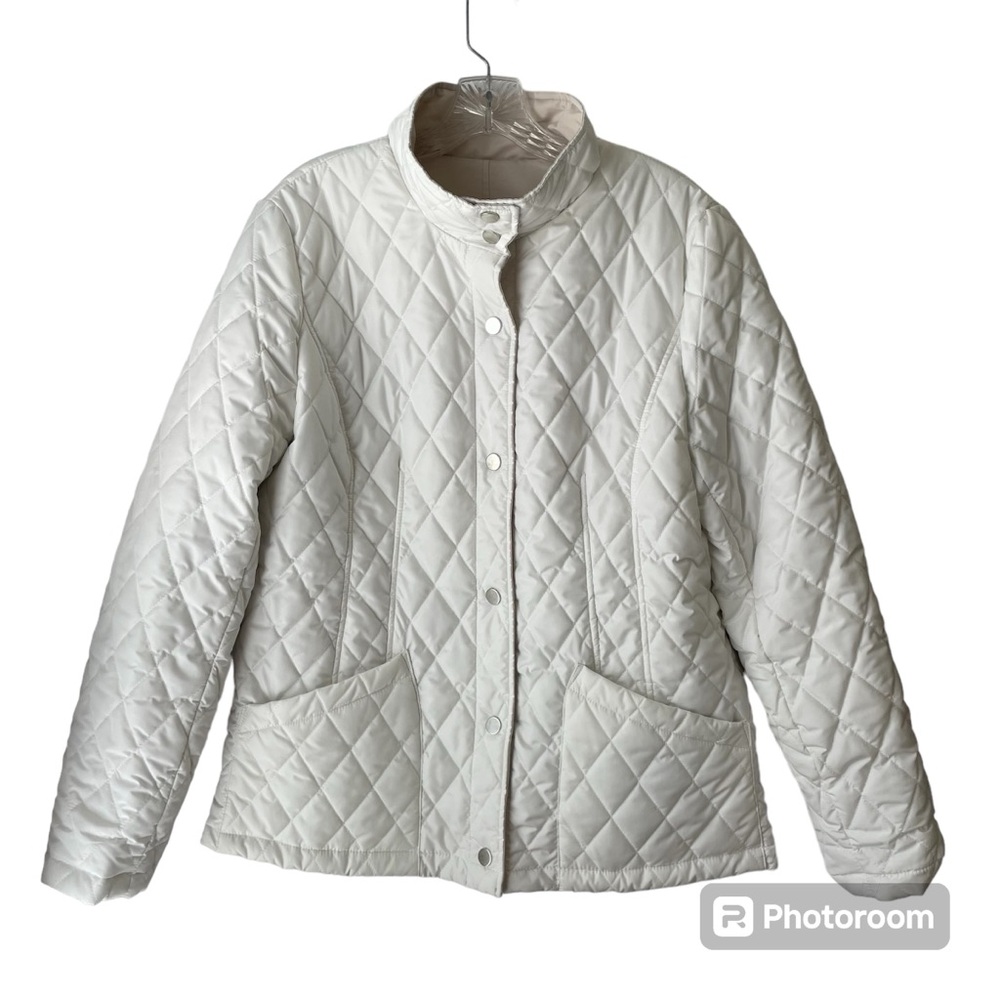 Weatherproof Quilted Reversible Water Resistant Puffer Jacket White and Beige L - Picture 6 of 16